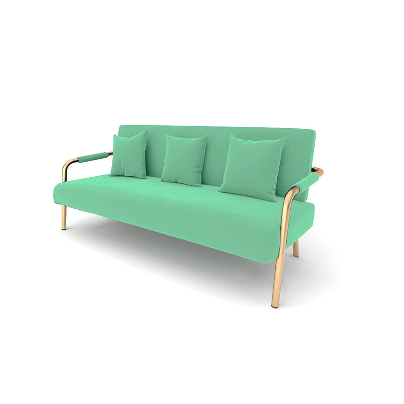 Modern Macaroon Velvet Sofa Tuxedo Arm Standard Tight Back Sofa