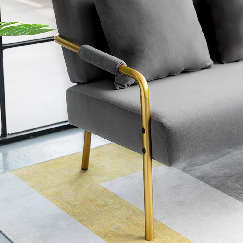 Modern Macaroon Velvet Sofa Tuxedo Arm Standard Tight Back Sofa