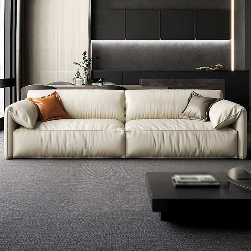 Modern Style with Pillow Armrest and Cushioned Seat Down/cotton Padded White Sofa
