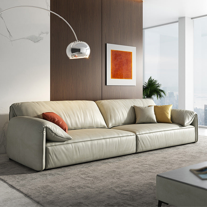 Modern Style with Pillow Armrest and Cushioned Seat Down/cotton Padded White Sofa