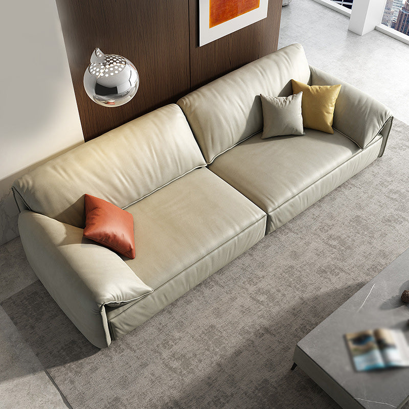 Modern Style with Pillow Armrest and Cushioned Seat Down/cotton Padded White Sofa