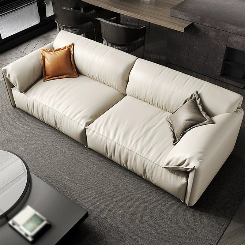 Modern Style with Pillow Armrest and Cushioned Seat Down/cotton Padded White Sofa