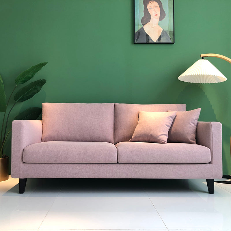 Contemporary Linen Tuxedo Arm Standard Sofa with Loose Back for Living Room