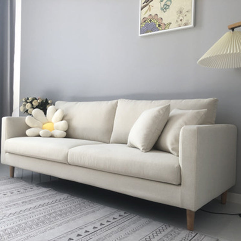 Contemporary Linen Tuxedo Arm Standard Sofa with Loose Back for Living Room