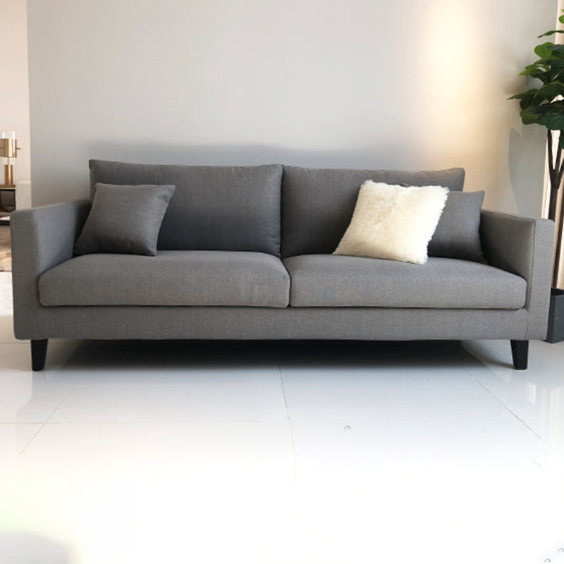Contemporary Linen Tuxedo Arm Standard Sofa with Loose Back for Living Room