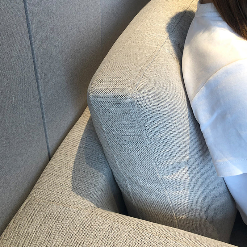 Contemporary Linen Tuxedo Arm Standard Sofa with Loose Back for Living Room