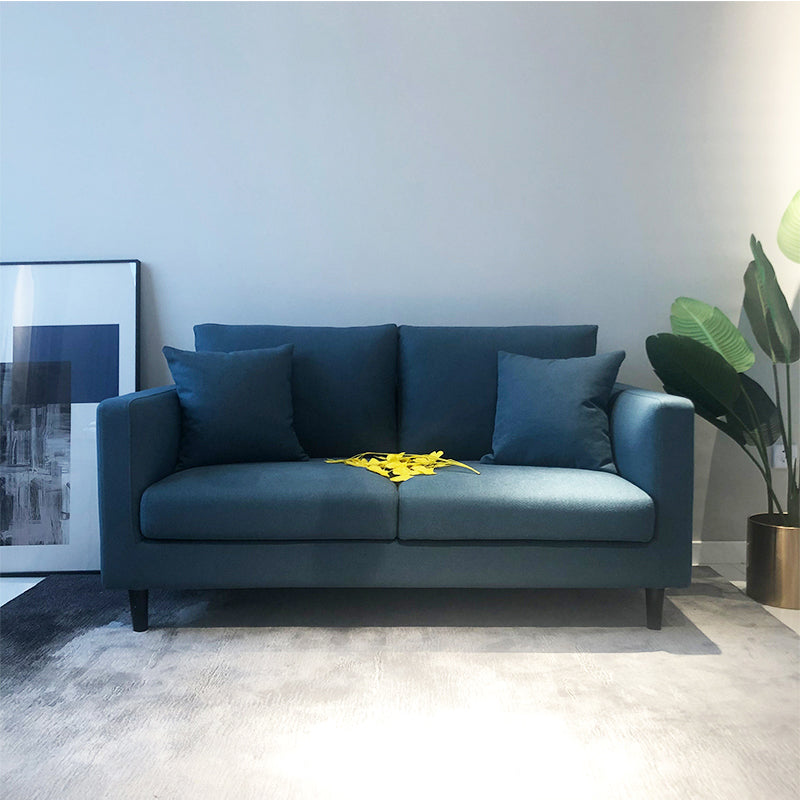 Contemporary Linen Tuxedo Arm Standard Sofa with Loose Back for Living Room