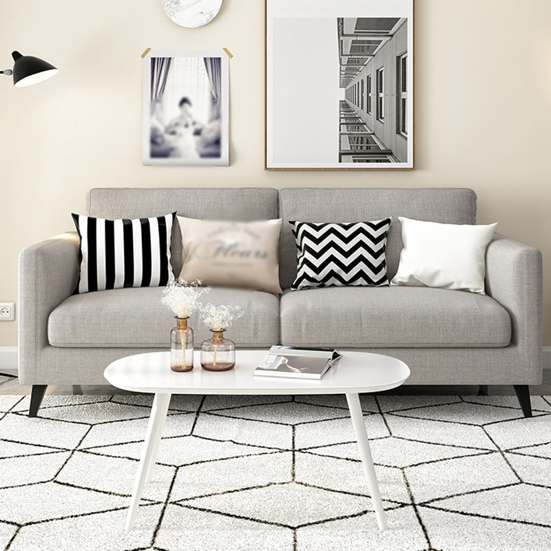 Contemporary Linen Tuxedo Arm Standard Sofa with Loose Back for Living Room
