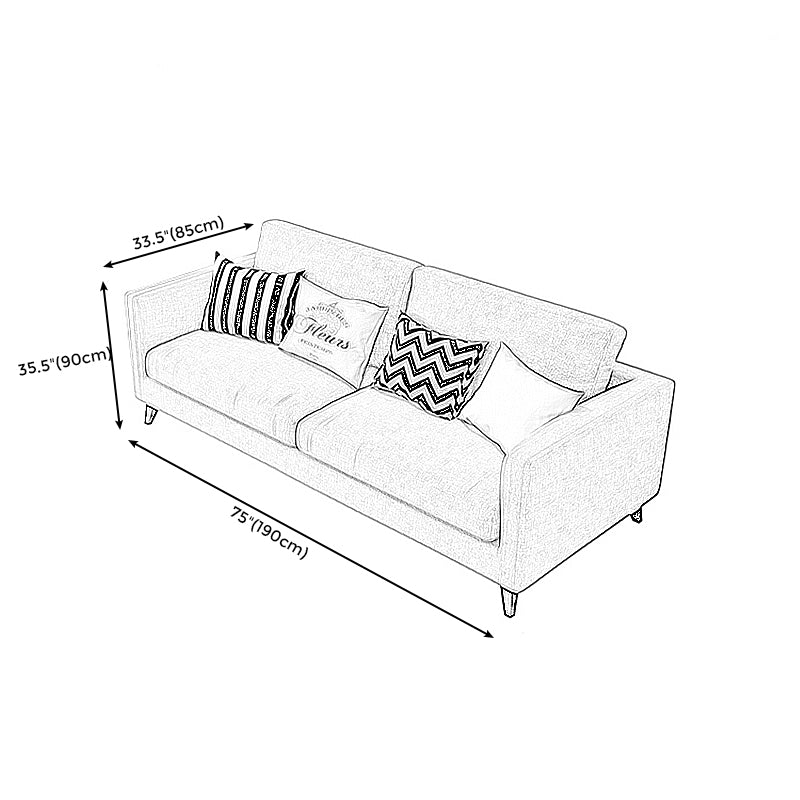 Contemporary Linen Tuxedo Arm Standard Sofa with Loose Back for Living Room