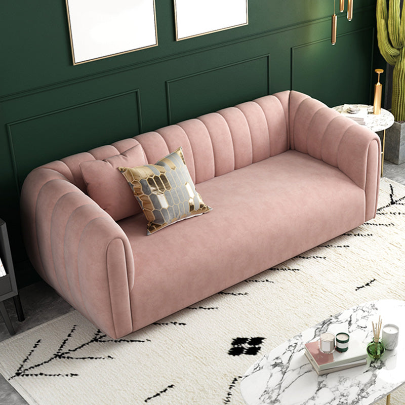 Nordic Sewn Pillow Back Sofa 31.5" High Velvet Tuxedo Arm Sofa