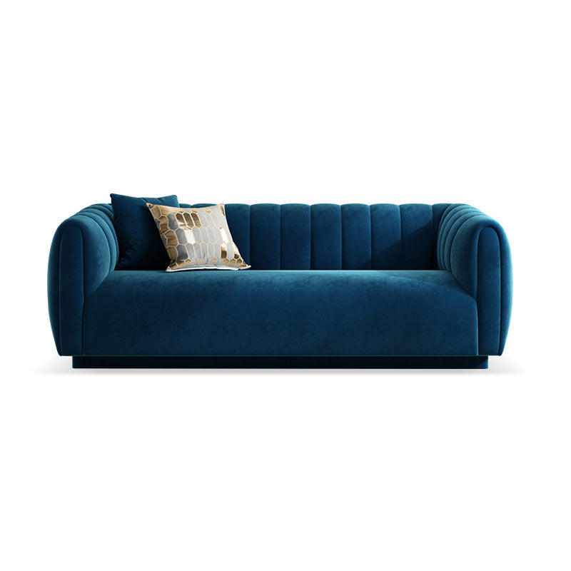 Nordic Sewn Pillow Back Sofa 31.5" High Velvet Tuxedo Arm Sofa