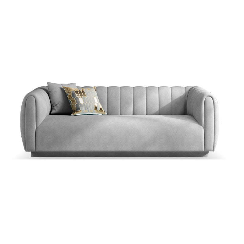 Nordic Sewn Pillow Back Sofa 31.5" High Velvet Tuxedo Arm Sofa