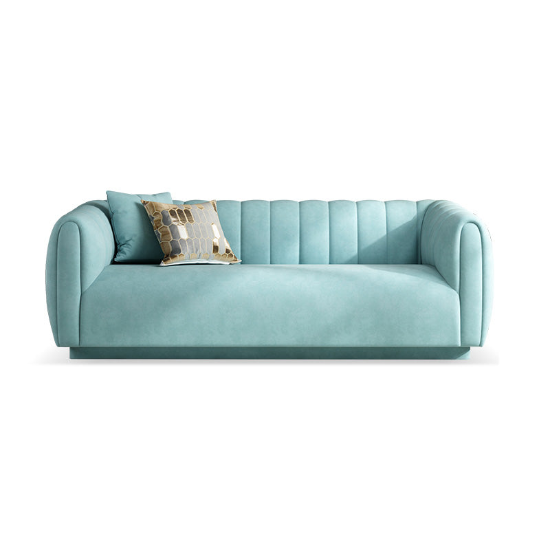 Nordic Sewn Pillow Back Sofa 31.5" High Velvet Tuxedo Arm Sofa