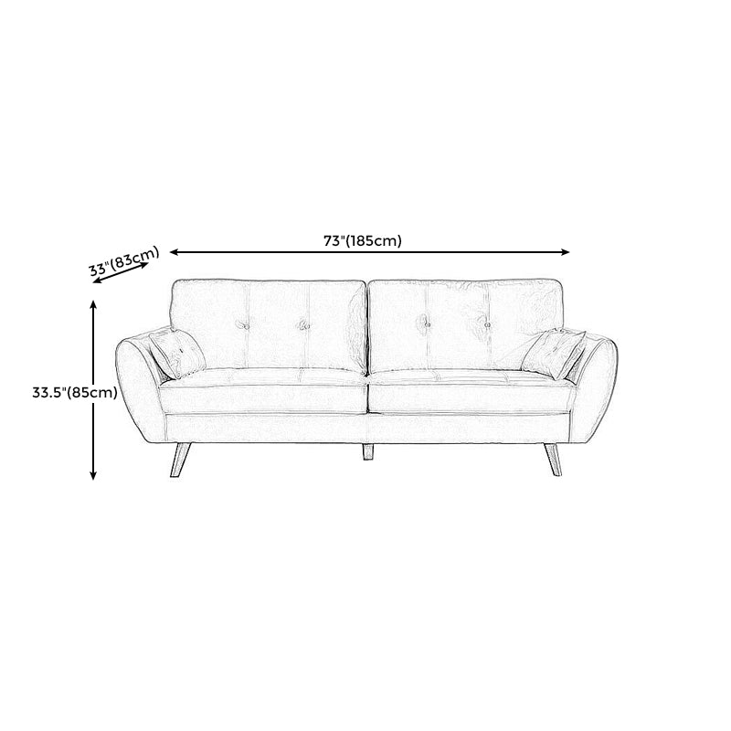Modern Leather Sofa Flared Arm Button-tufted Loose Back Sofa for Living Room Bedroom