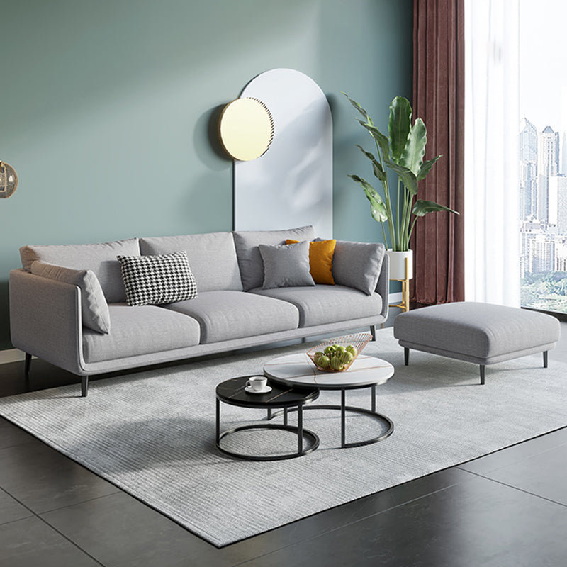 Modern Faux Leather Tuxedo Arm Sofa with Loose Back for Living Room, Water Proof