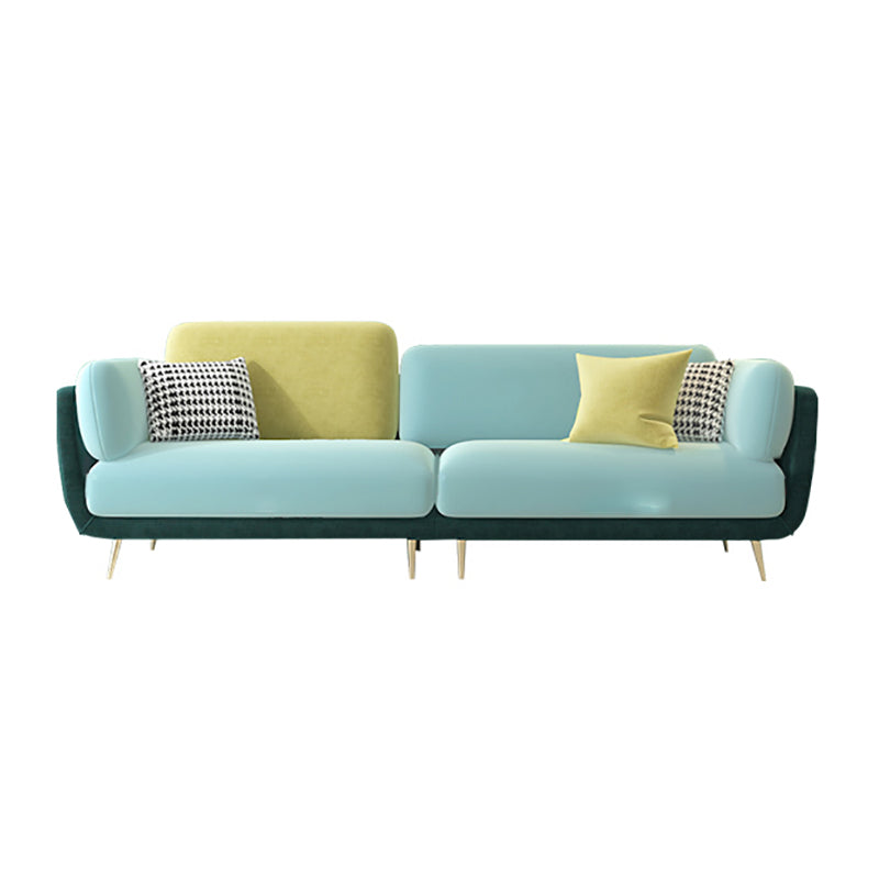 36" High Modern Velvet Square Arm Sofa with 2 Pillows Standard Sofa for Living Room