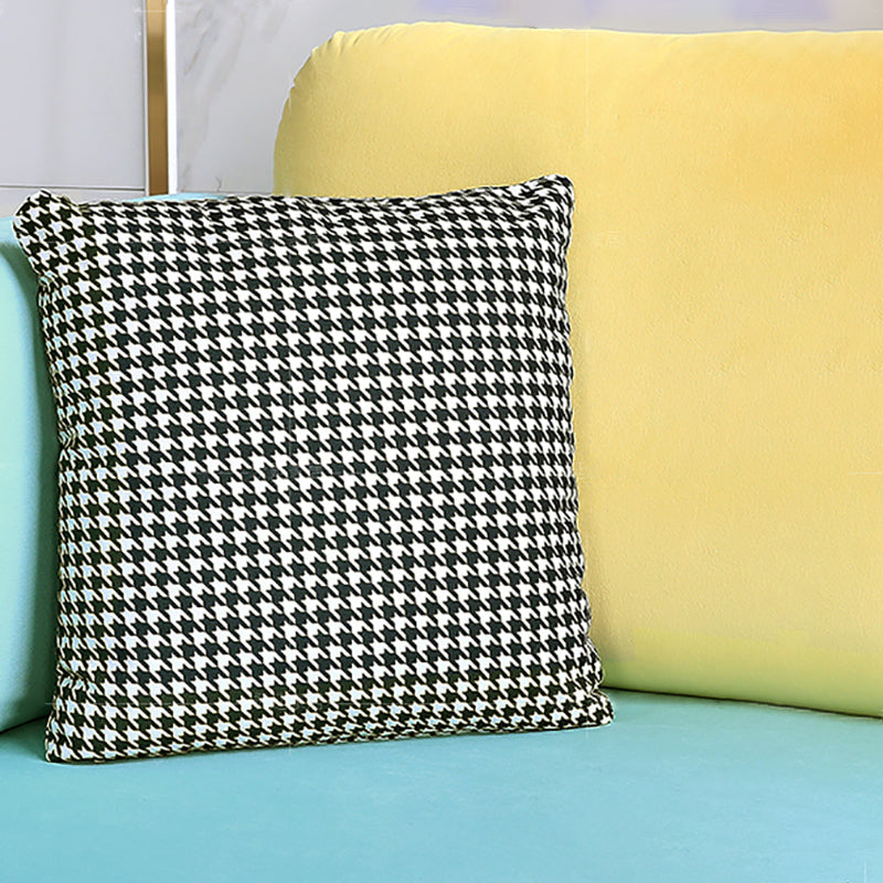 36" High Modern Velvet Square Arm Sofa with 2 Pillows Standard Sofa for Living Room