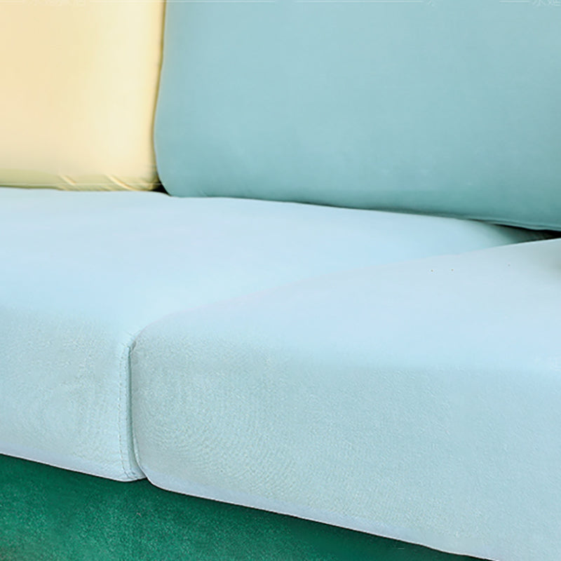 36" High Modern Velvet Square Arm Sofa with 2 Pillows Standard Sofa for Living Room