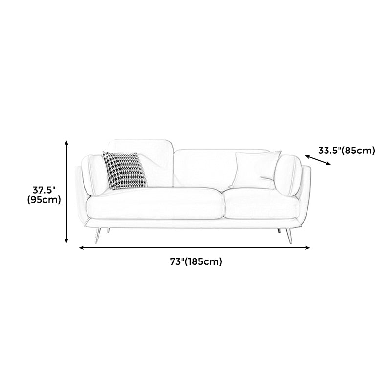 36" High Modern Velvet Square Arm Sofa with 2 Pillows Standard Sofa for Living Room