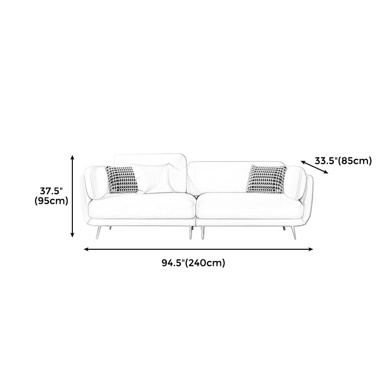 36" High Modern Velvet Square Arm Sofa with 2 Pillows Standard Sofa for Living Room