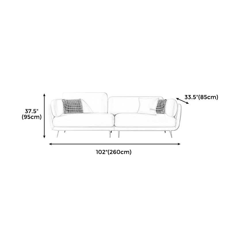 36" High Modern Velvet Square Arm Sofa with 2 Pillows Standard Sofa for Living Room
