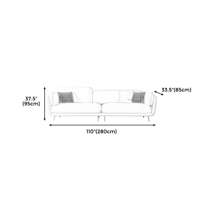 36" High Modern Velvet Square Arm Sofa with 2 Pillows Standard Sofa for Living Room