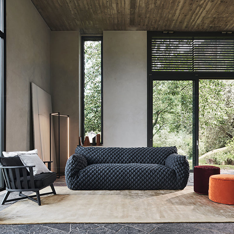 33" High Cotton Contemporary Round Arm Sofa with Tight Back for Apartment, Living Room