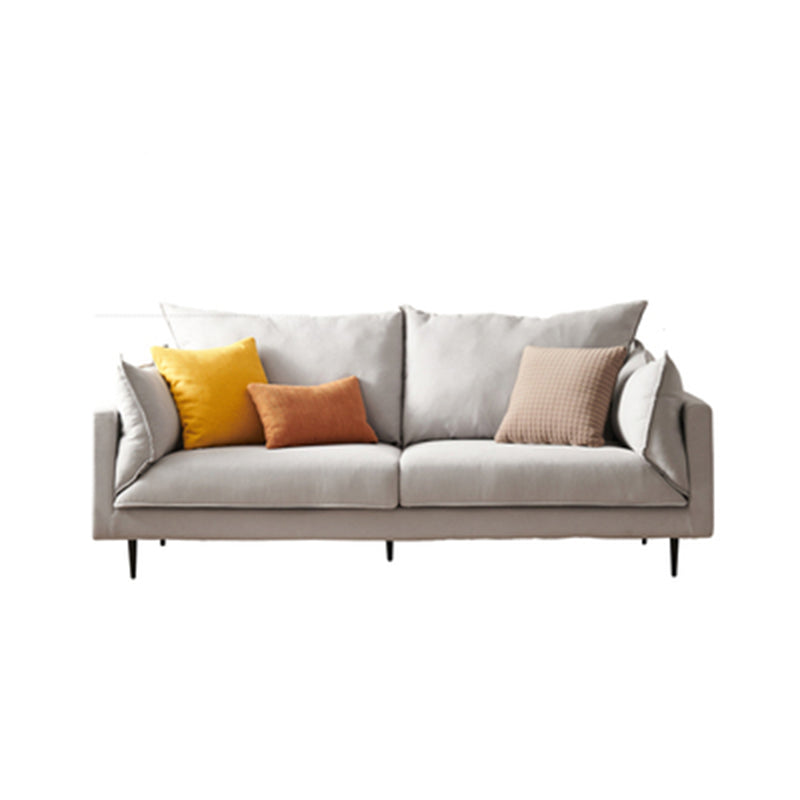 Modern Linen Square Arm Sofa with Bolster Pillows for Living Room, Apartment