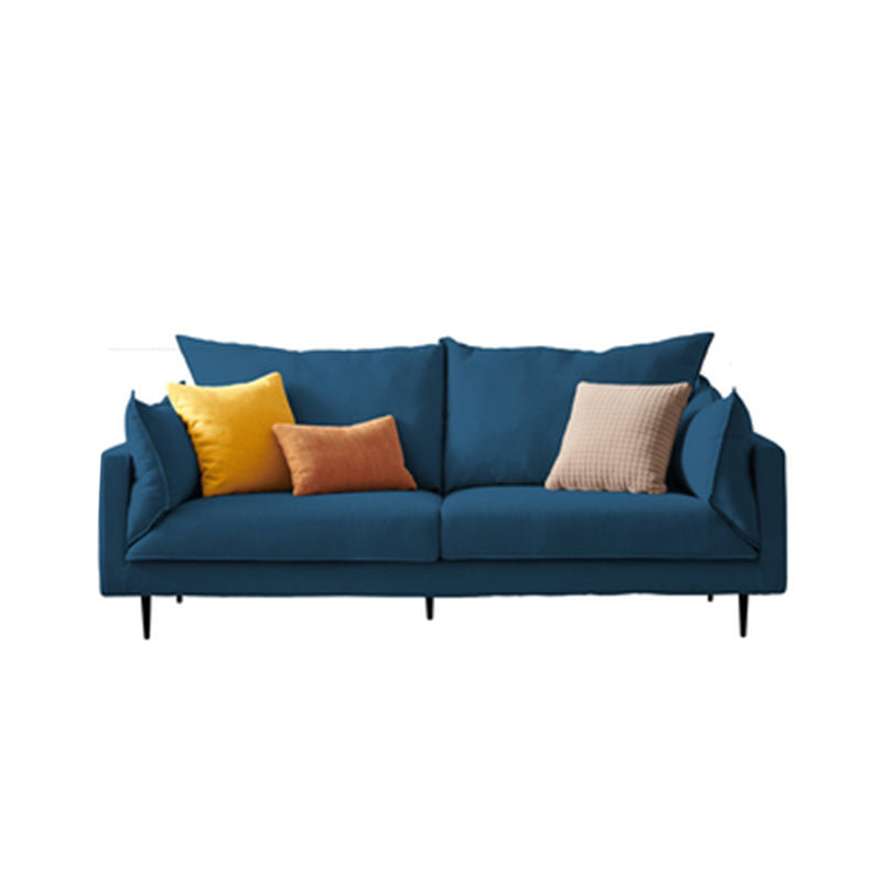 Modern Linen Square Arm Sofa with Bolster Pillows for Living Room, Apartment