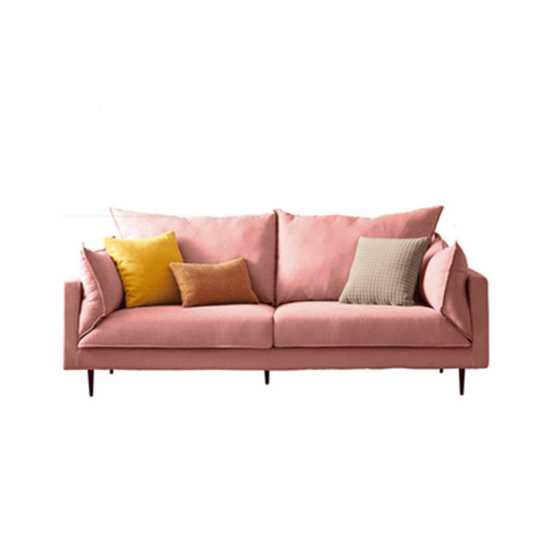 Modern Linen Square Arm Sofa with Bolster Pillows for Living Room, Apartment