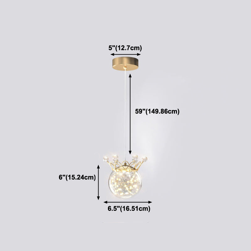 1 Light Spherical Hanging Pendant Modern Style Glass Hanging Lighting for Bedside