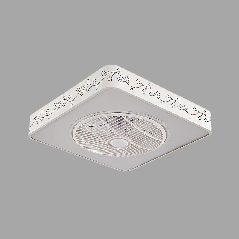 Quadratschlafzimmer halb Flush Mount Leuchte moderne Acryl -LED -LED -Deckenventilator mit 3 Klingen, 21,5 "W.