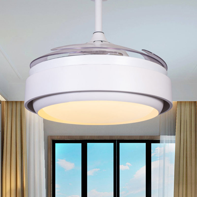 42 "brede acryl Wit semi -spoeling Mount Circle LED Hedendaagse 4 Blades ventilatorverlichting voor slaapkamer, op afstand/muurbediening