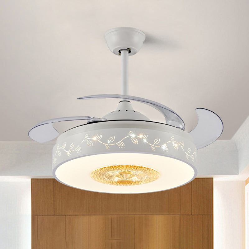 42 "" White White Semi-mont LEGLING MOTEMENT LED LED MODERNISME PENDANT LAMPE FAN AVEC COMMANDE RÉTOCUSE / MUR, 4 PLACES CERTAINES