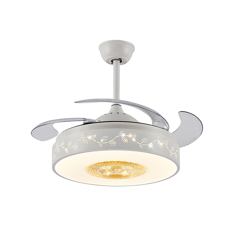 42 "" White White Semi-mont LEGLING MOTEMENT LED LED MODERNISME PENDANT LAMPE FAN AVEC COMMANDE RÉTOCUSE / MUR, 4 PLACES CERTAINES