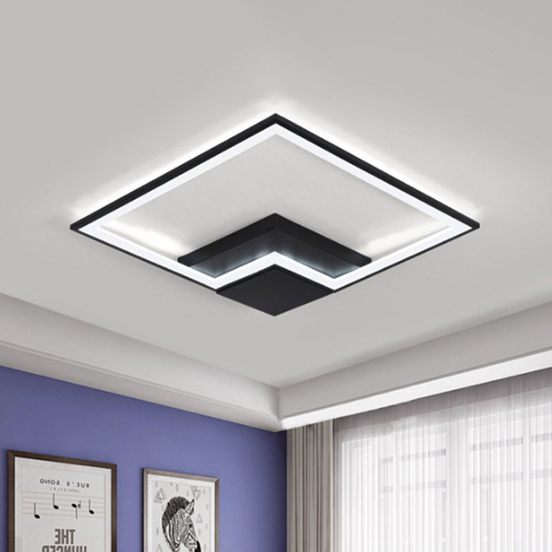 Black/White/Black and White Torch Square Ceiling Lamp Simplicity 16"/19.5"/23.5" Wide LED Acrylic Flush Mount Light in Warm/White Light
