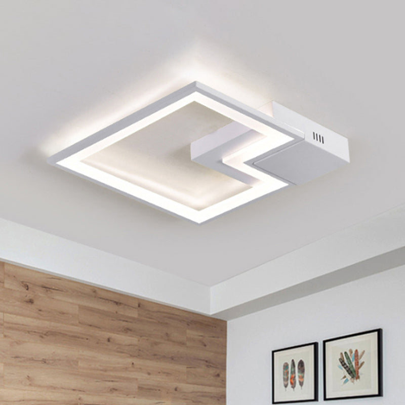 Black/White/Black and White Torch Square Ceiling Lamp Simplicity 16"/19.5"/23.5" Wide LED Acrylic Flush Mount Light in Warm/White Light
