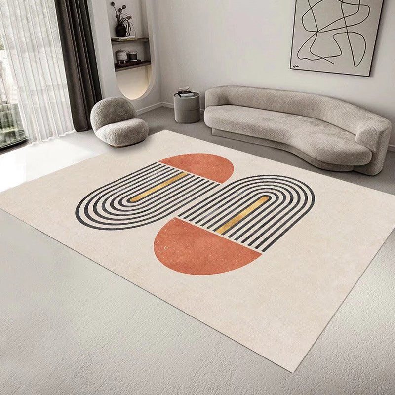 Beige Modern Rug Polyester Stripe Rug Stain Resistant Rug for Drawing Room