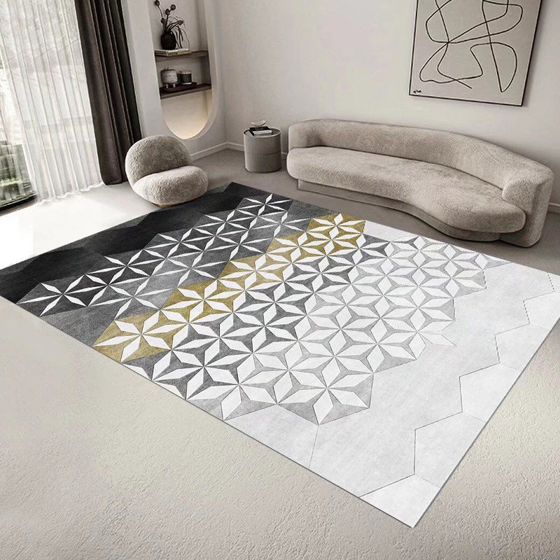 Tapis de motif abstrait rose Polyester moderne tapis lavable pour le salon