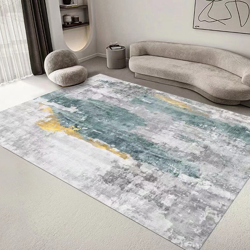 Tapis de motif abstrait rose Polyester moderne tapis lavable pour le salon