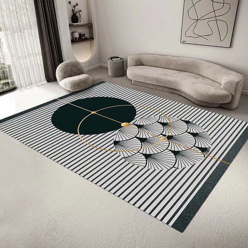 Tapis de motif abstrait rose Polyester moderne tapis lavable pour le salon