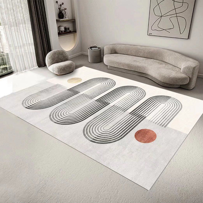 Tapis de motif abstrait rose Polyester moderne tapis lavable pour le salon
