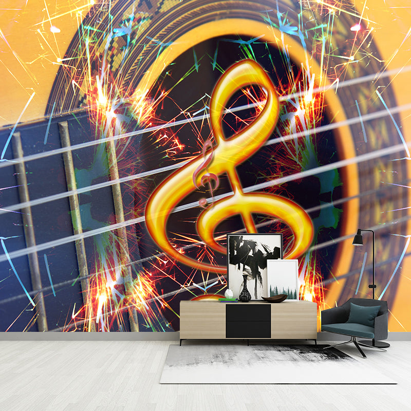Illustration Stain Resistant Wallpaper Musical Notes Living Room Wall Mural