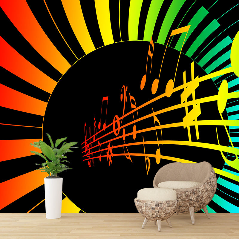 Illustration Stain Resistant Wallpaper Musical Notes Living Room Wall Mural
