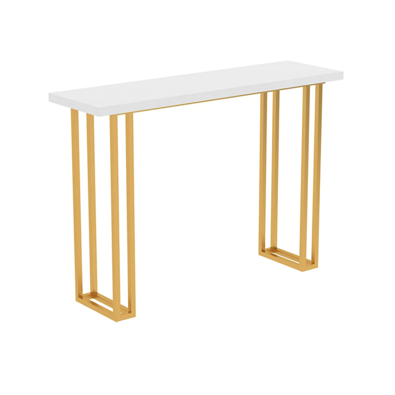 Glam Wood Pub Table with Rectangle Table Top Gold Sled Table - 41.3" H
