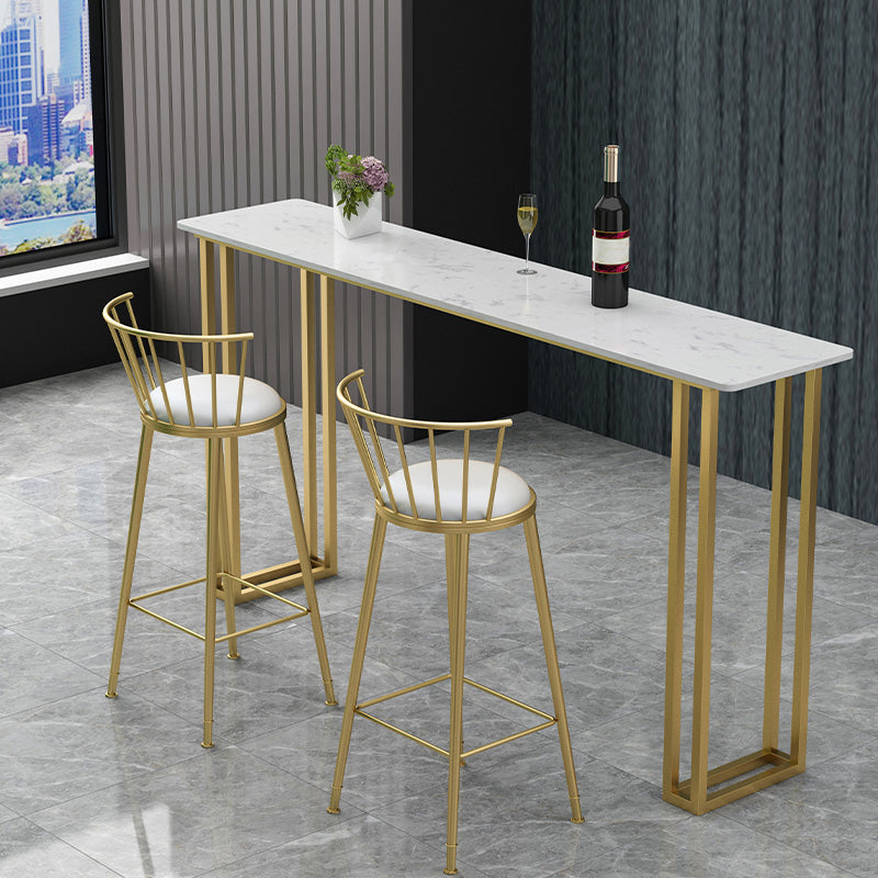 Glam Wood Pub Table with Rectangle Table Top Gold Sled Table - 41.3" H
