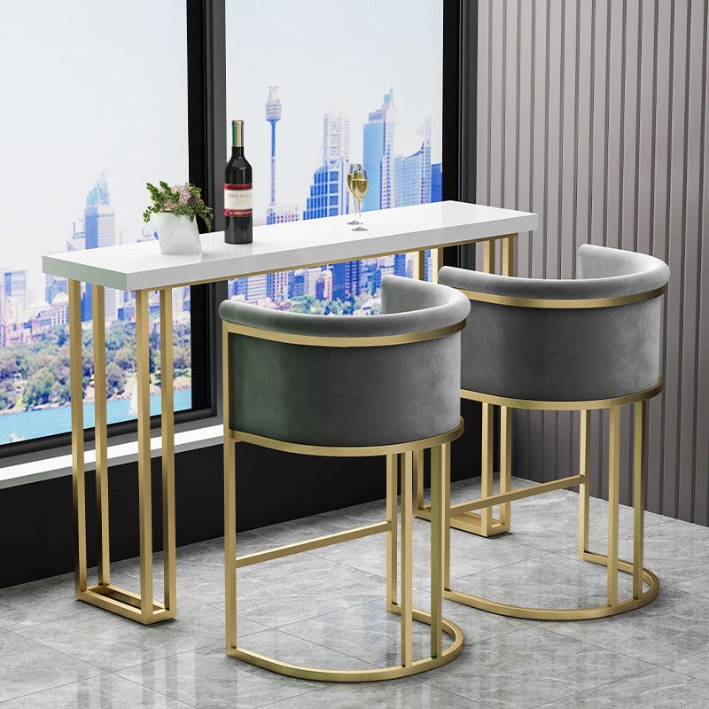 Glam Wood Pub Table with Rectangle Table Top Gold Sled Table - 41.3" H
