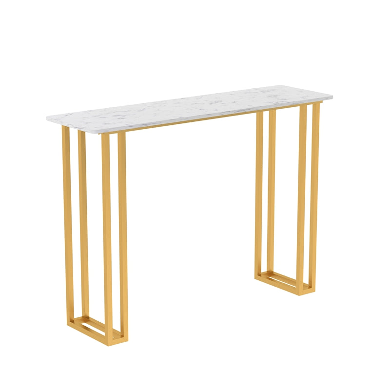Glam Wood Pub Table with Rectangle Table Top Gold Sled Table - 41.3" H