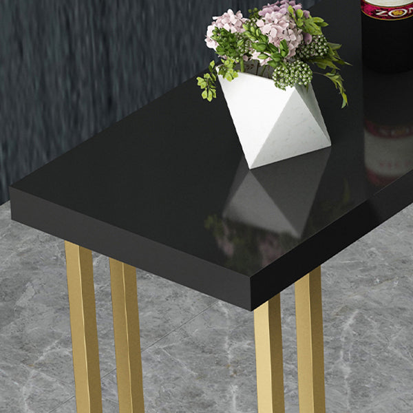 Glam Wood Pub Table with Rectangle Table Top Gold Sled Table - 41.3" H