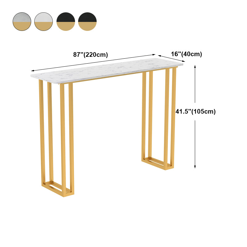 Glam Wood Pub Table with Rectangle Table Top Gold Sled Table - 41.3" H